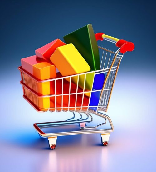 shopping-cart-with-boxes-it-blue-background_1340-37324